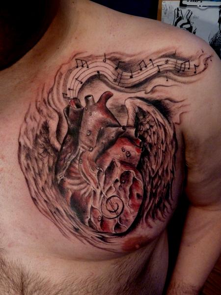 Tattoos - Musical Anatomical Heart Tattoo - 72758